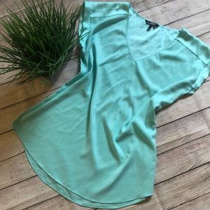 Express Aqua Silky Blouse Top L